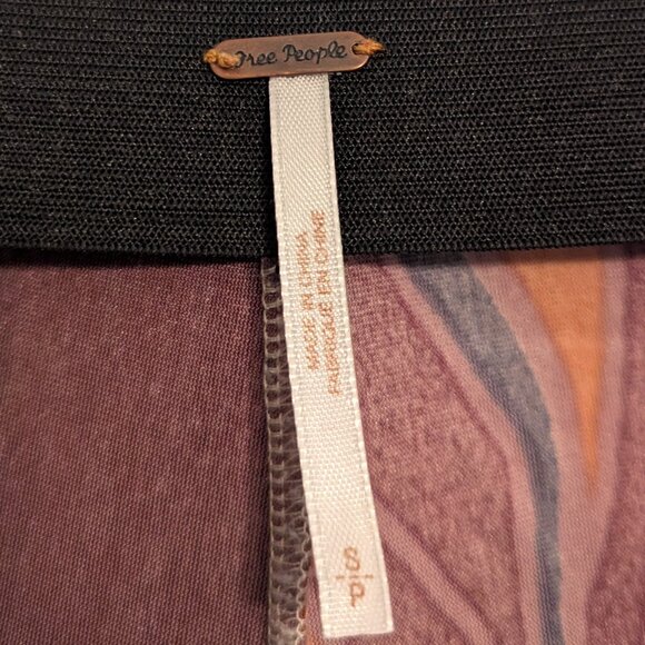 Free People Printed Velvet Pull-On Flare Pants - Purple/Orange/Black - Size S - Picture 4 of 4